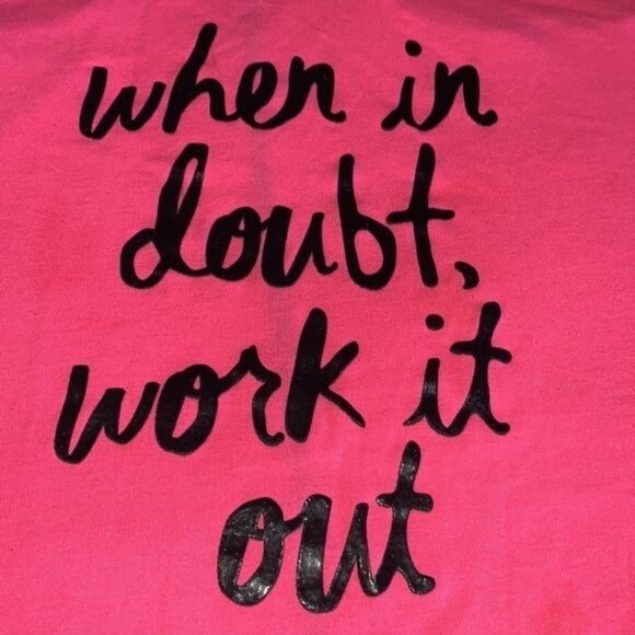 Athletic Works Pink Racerback Tank Top XL 16-18 "When In Doubt Work It Out" Poly - Picture 4 of 9